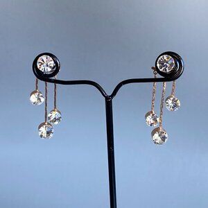 Rose Gold Crystal Triple Glitz Front & Back Earrings​​